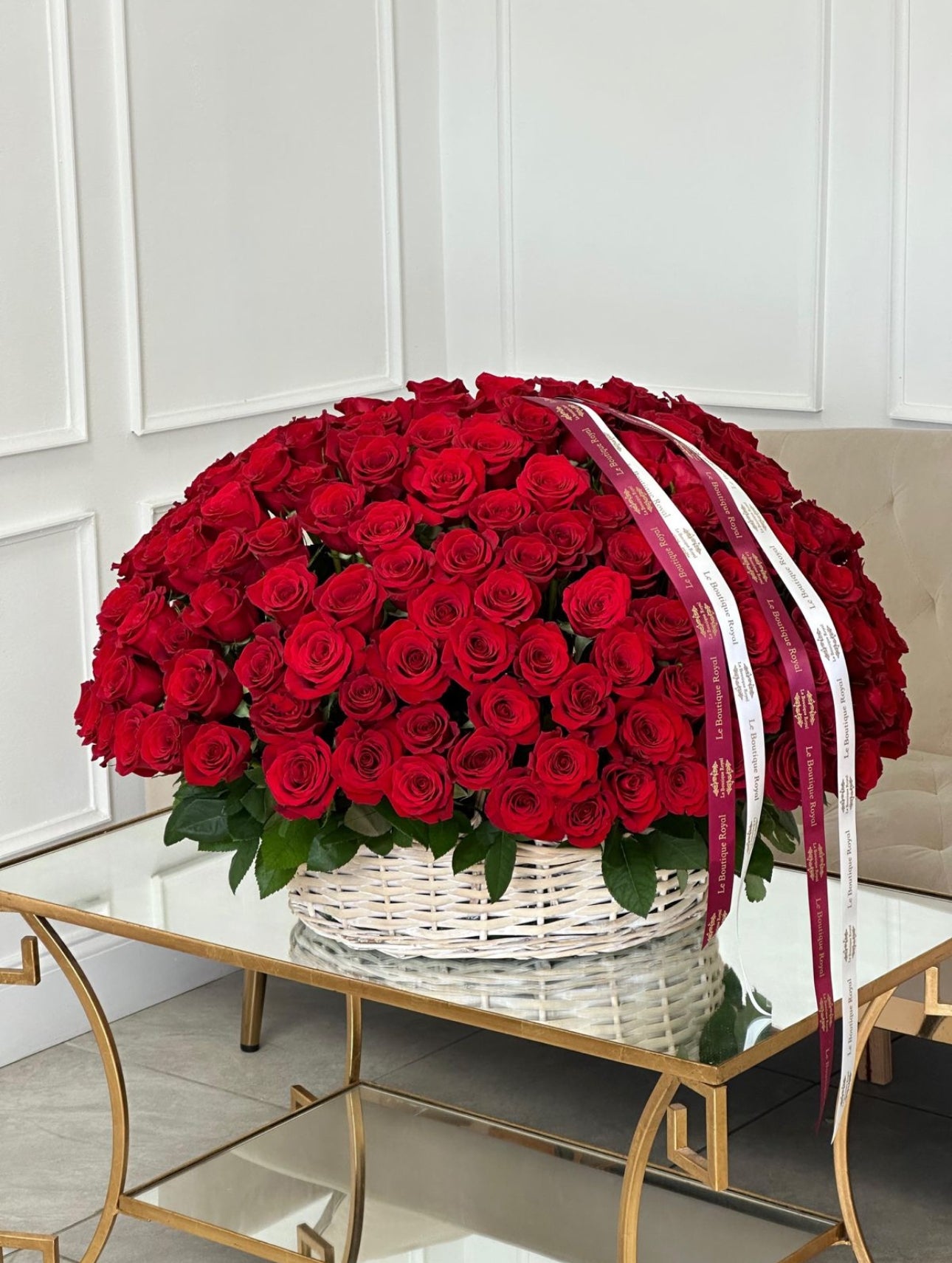 Large Basket of Red Roses | Le Boutique Royal