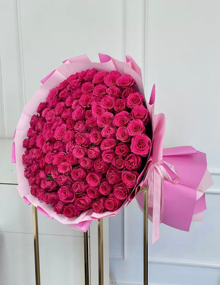 Hot Pink Long Stem Roses Bouquet