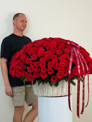 Large Basket of Red Roses