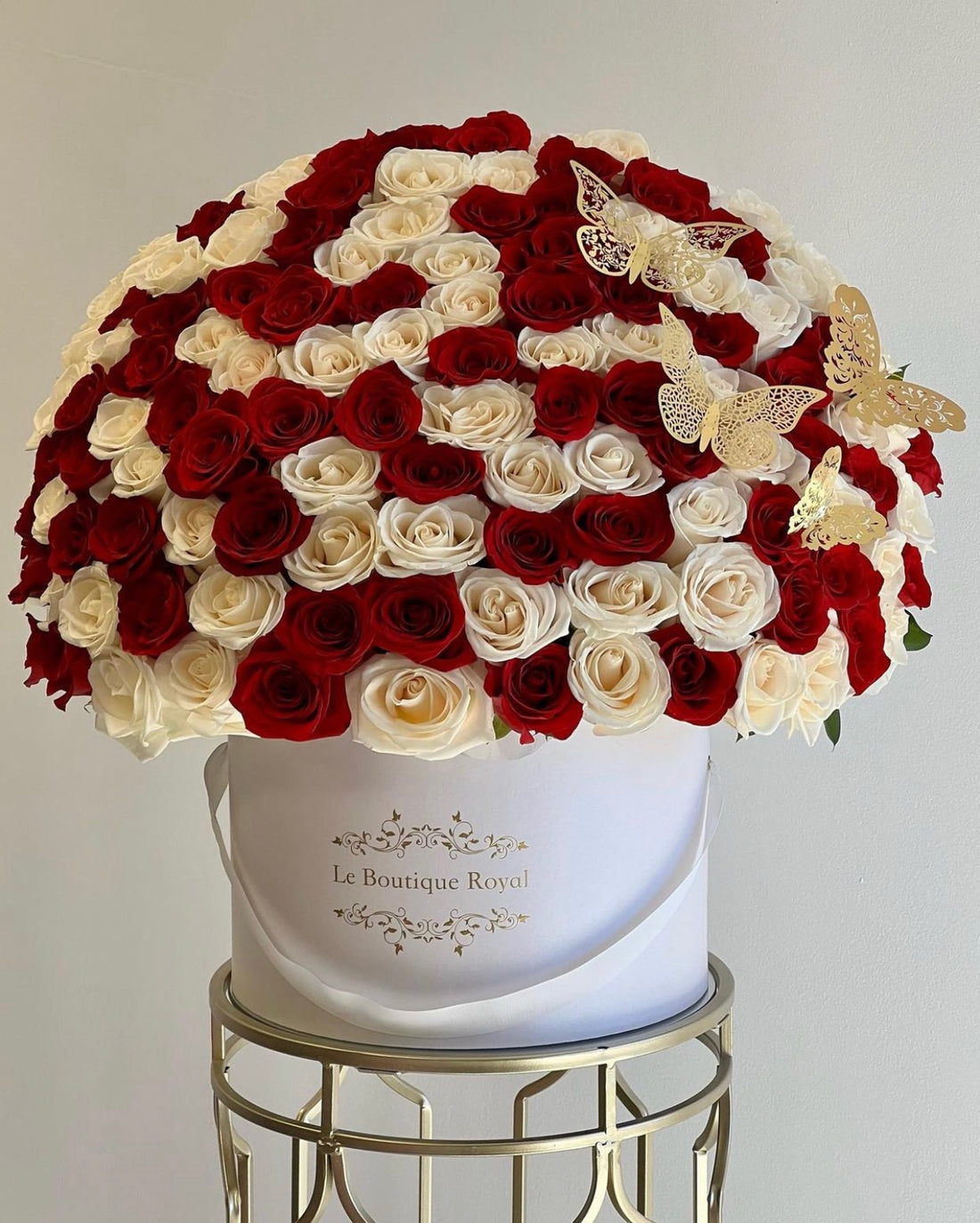 100 Red and White Roses With Butterflies