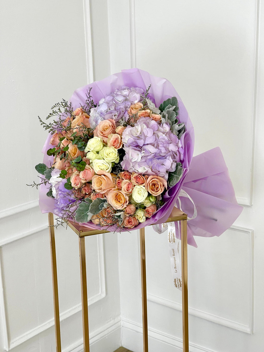 Luxury Hand-Tied Bouquet of Fresh Roses and Seasonal Flowers | Le Boutique Royal