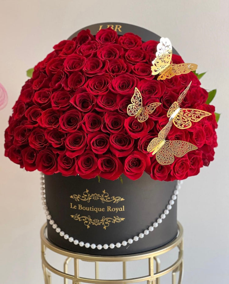 100 Red Roses With Butterflies