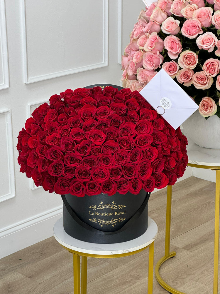100 Roses in Signature Box – Luxury Flower Arrangement | Le Boutique Royal