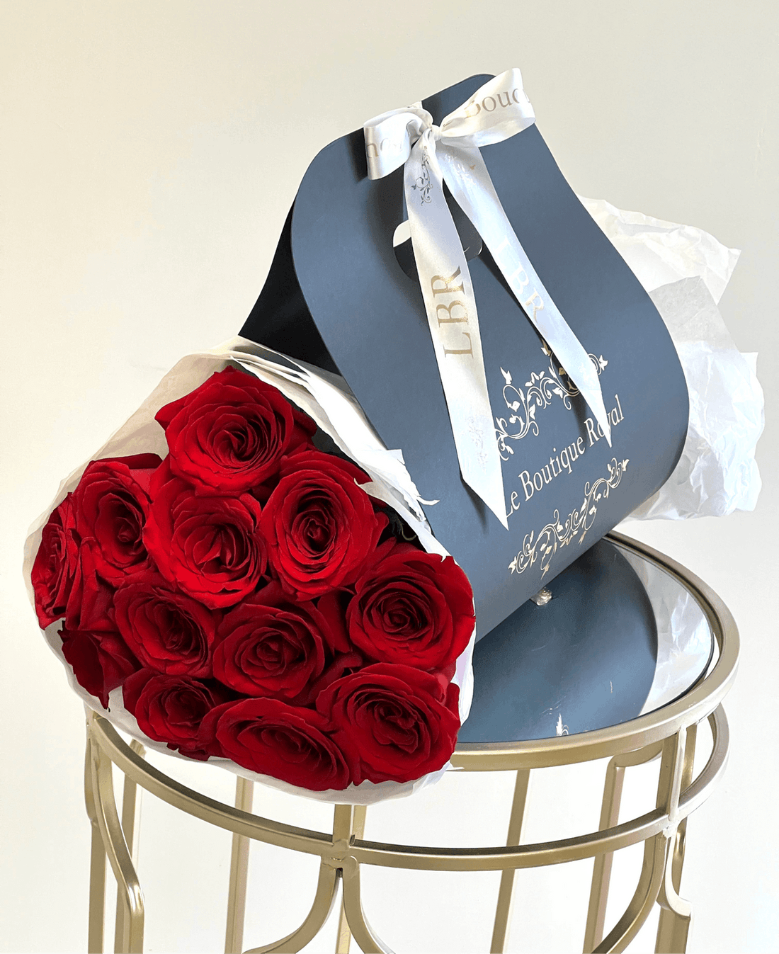 12 Red Roses in Bloom Bag – Luxury Flower Delivery Miami | Le Boutique Royal