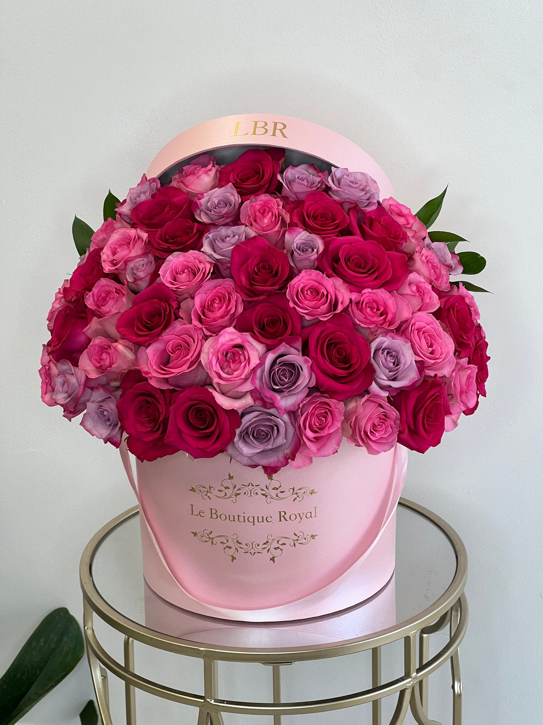 Pink, Hot Pink & Purple Roses – Luxury Flower Arrangement | Le Boutique Royal