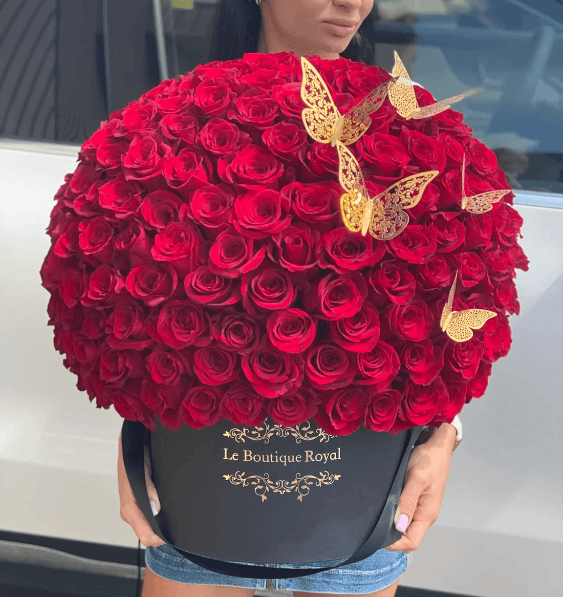 100 Red Roses With Butterflies