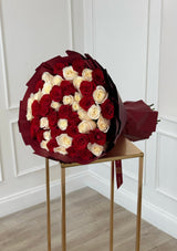 Long Stem Red and White Rose Bouquet