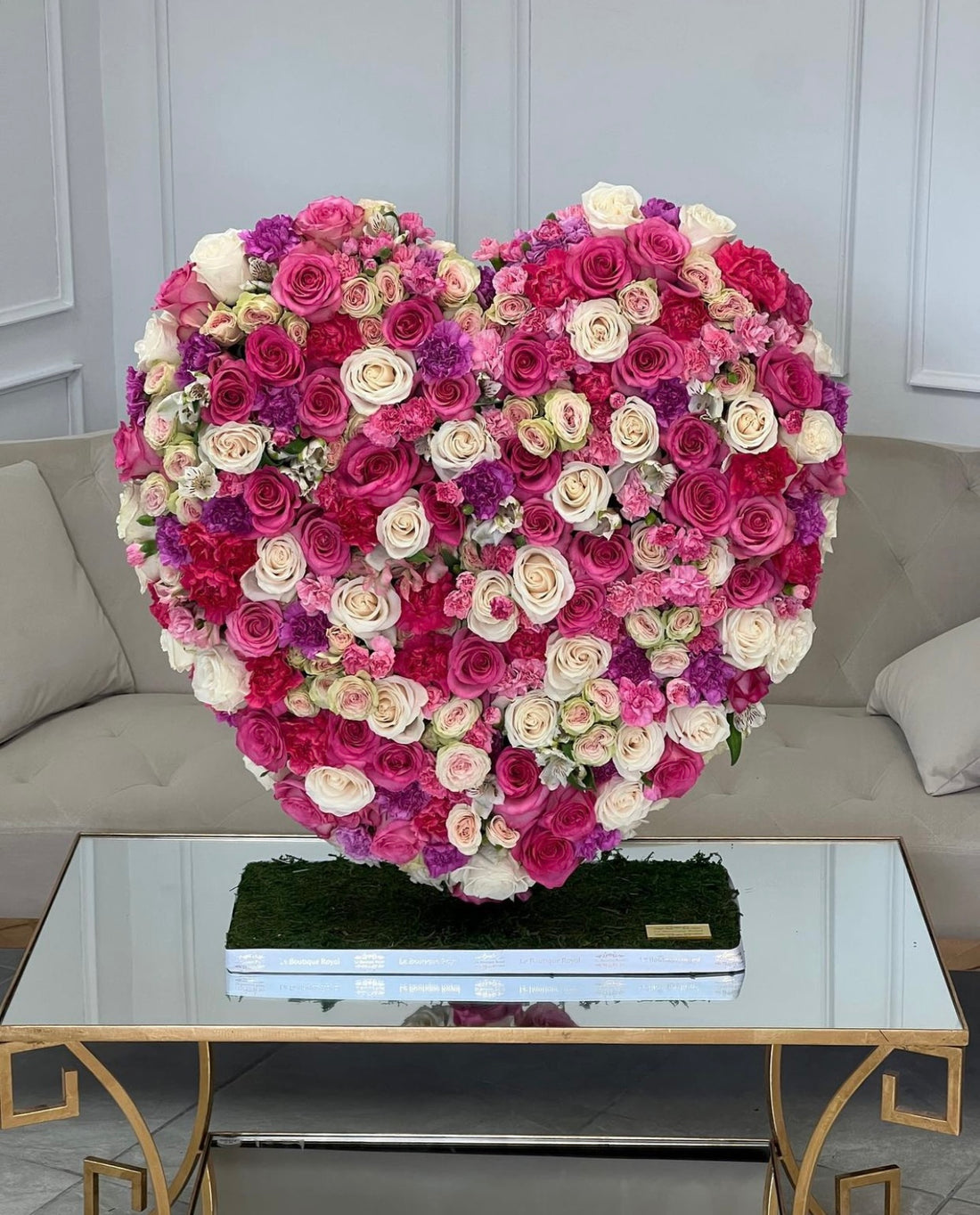 mixes flowers in a shape of heart