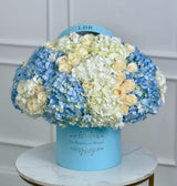 Blue and White Hydrangeas In A Beautiful Le Boutique Royal Box