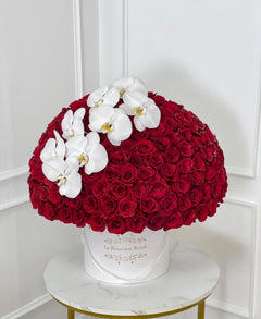 
                    
                      100 Luxury Red Roses with Orchids
                    
                  