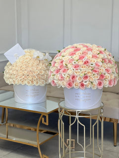 
                    
                      Pink & White Roses in Signature Box – Luxury Flower Arrangement | Le Boutique Royal
                    
                  