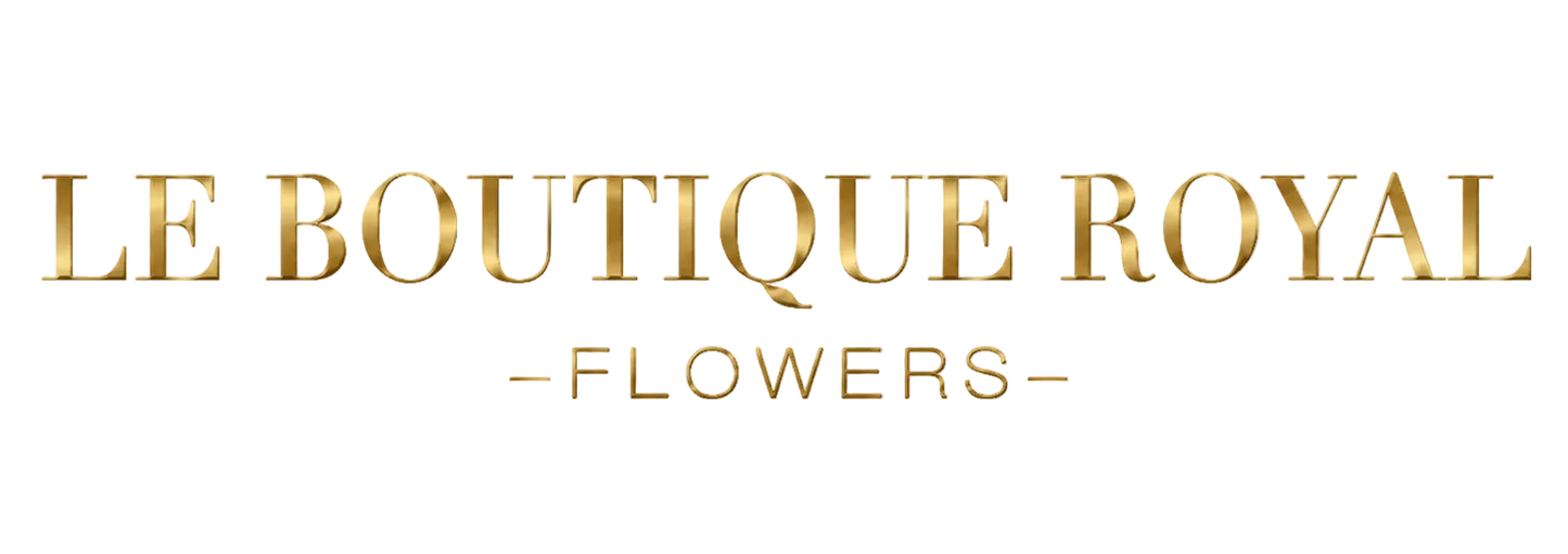 Gold metallic text reading 'LE BOUTIQUE ROYAL -FLOWERS-' on a plain white background.