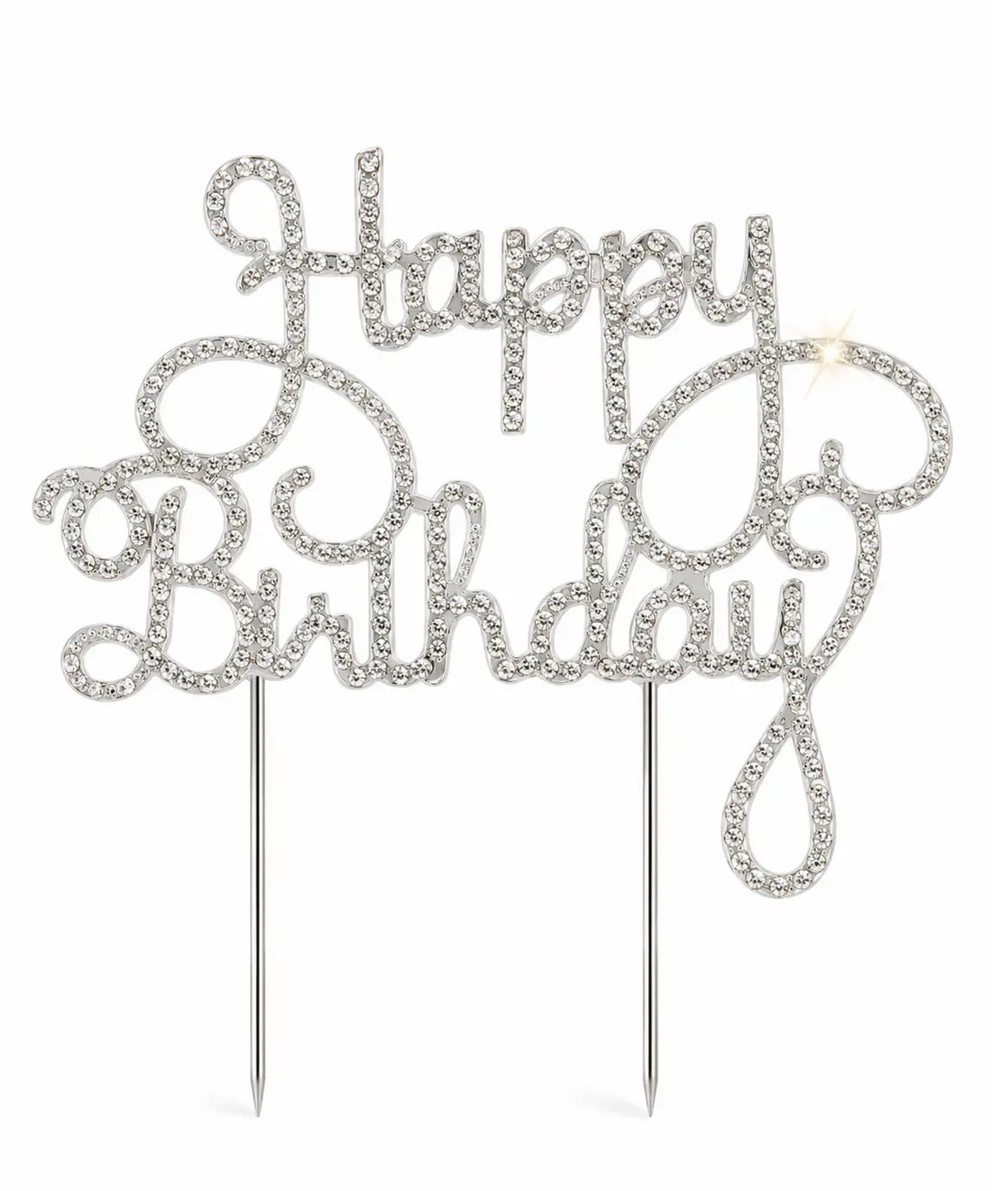 Crystal Happy Birthday sign with sparkling rhinestones for flower arrangements