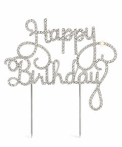 Crystal Happy Birthday sign with sparkling rhinestones for flower arrangements