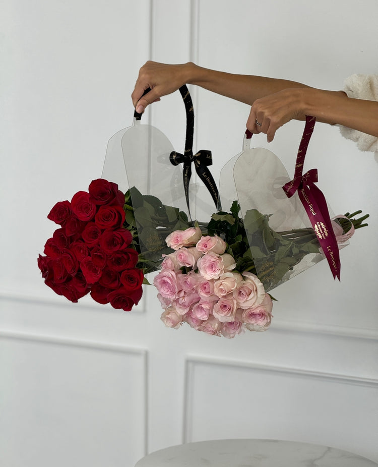 Rosas rojas y rosadas