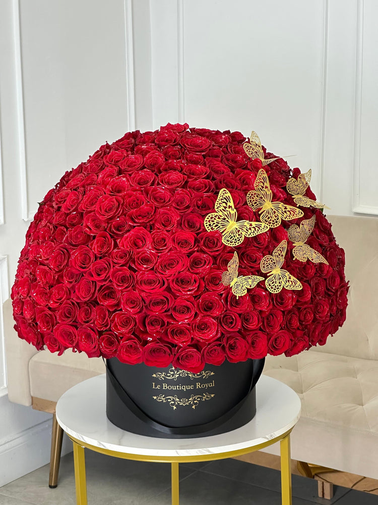 300 Red Roses With Butterflies