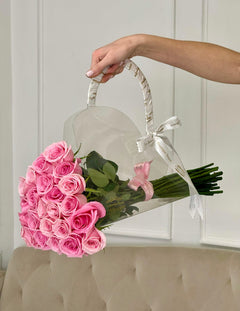 
                    
                      Two Dozen Pink Roses in Bloom Bag – Luxury Flower Delivery Miami | Le Boutique Royal
                    
                  