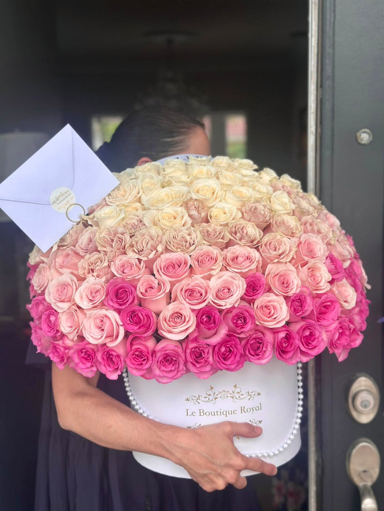 pink and white roses