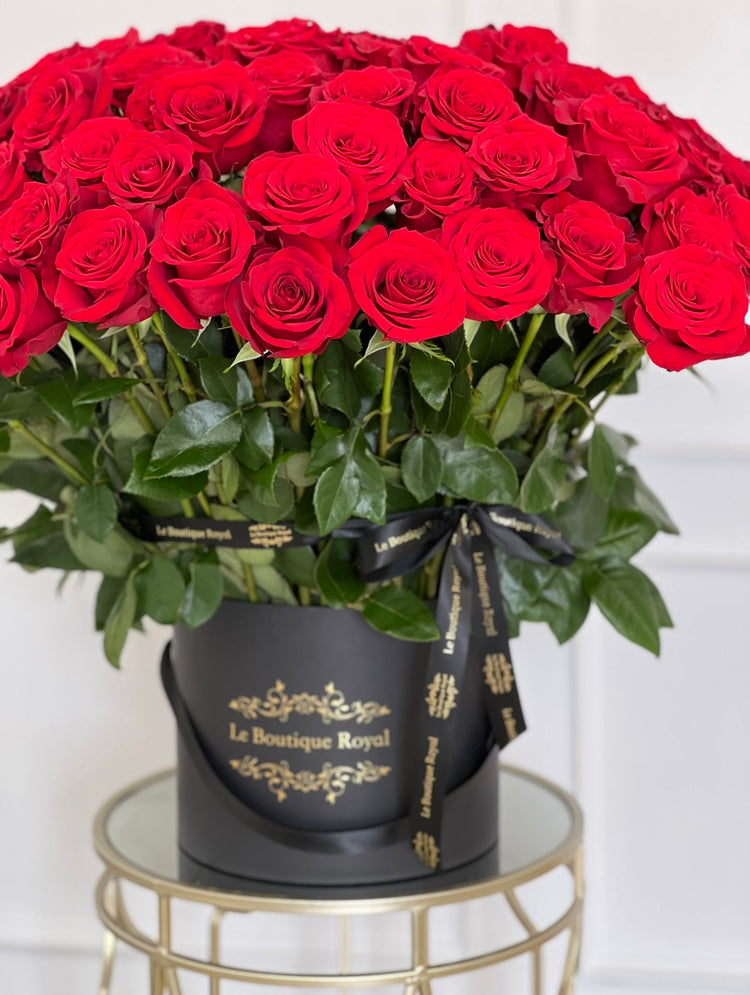 long stem red roses