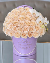 Luxury blush rose and white orchid flower arrangement by Le Boutique Royal in Miami